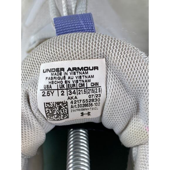 Under Armour Youth Sneakers Size 2.5Y Gray Aqua Purple Athletic Running Shoes - Picture 9 of 11